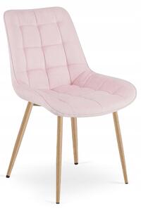 Scaun Bucatarie/Dining Joy Roz Deschis Catifea,Picioare Metalice, Finisaj Lemn