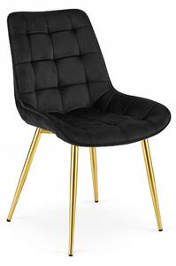 Scaun Bucatarie/Dining Joy Negru Catifea, Picioare Metalice, Finisaj Auriu