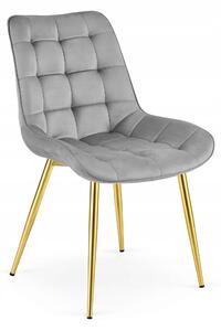 Scaun Bucatarie/Dining Joy Gri Deschis Catifea, Picioare Metalice, Finisaj Auriu