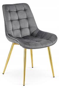 Scaun Bucatarie/Dining Joy Gri Inchis Catifea, Picioare Metalice, Finisaj Auriu