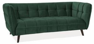 Canapea verde din catifea si lemn pentru 3 persoane Taddeo 200 cm