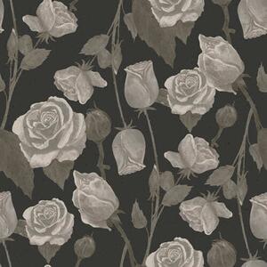 Tapet Model floral cu trandafiri pe fundal închis, Tapet flori, a01123 : Uwalls.ro