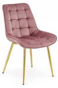 Scaun Bucatarie/Dining Joy Roz Catifea, Picioare Metalice, Finisaj Auriu