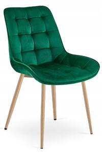 Scaun Bucatarie/Dining Joy Verde Catifea,Picioare Metalice, Finisaj Lemn