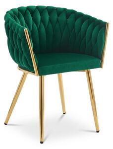 Scaun Dining Tip Fololiu Mira Catifea Verde, Picioare Aurii