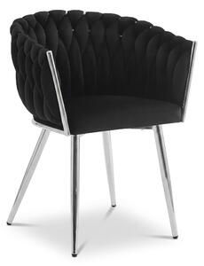 Scaun Dining Tip Fololiu Mira Catifea Negru, Picioare Crom