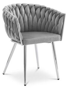 Scaun Dining Tip Fololiu Mira Catifea Gri Deschis, Picioare Crom