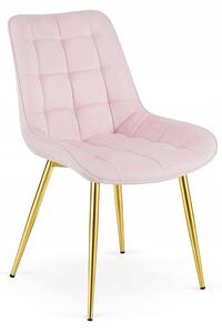 Scaun Bucatarie/Dining Joy Roz Deschis Catifea, Picioare Metalice, Finisaj Auriu