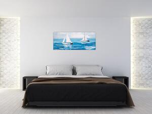 Tablou - Pictură yacht pe mare (120x50 cm)