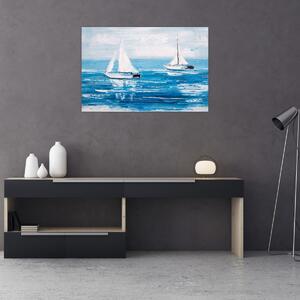 Tablou - Pictură yacht pe mare (90x60 cm)