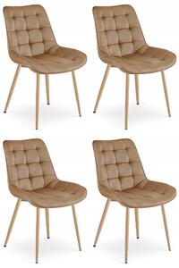Set 4 Scaune Bucatarie/Dining Joy Maro, Catifea, Picioare Metalice, Finisaj Lemn