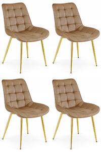 Set 4 Scaune Bucatarie/Dining Joy Maro, Catifea, Picioare Metalice, Finisaj Auriu