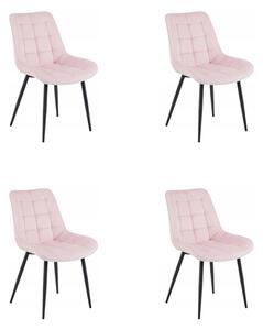 Set 4 Scaune Bucatarie/Dining Joy Roz Deschis, Catifea