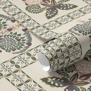 Tapet Model decorativ cu fluturi și flori, Tapet flori, a01125 : Uwalls.ro