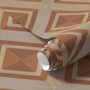 Tapet Model geometric cu romburi în nuanțe de teracotă, Tapet abstract, a01128 : Uwalls.ro