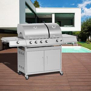 Grătar pe gaz din inox cu arzător lateral+INFRA Avenberg LINCOLN