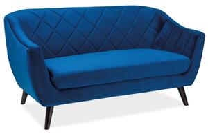Canapea albastru din catifea si lemn pentru 2 persoane Mattia 160 cm