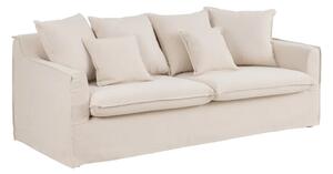 Canapea crem din textil si lemn pentru 4 persoane 220 cm Osaka