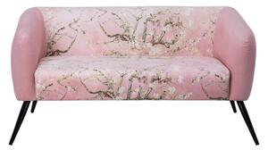 Canapea roz din catifea si metal 140 cm Eve
