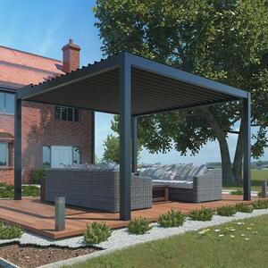 Pergolă bioclimatică din aluminiu cu lamele electrice 3 x 4 m + iluminare LED