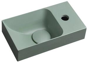 Sapho Sapho, lavoar din beton PICCOLINO 30.8x17cm, baterie pe dreapta, verde mat, PK30523