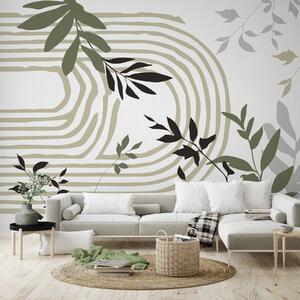 Tapet Siluete și linii abstracte ale plantelor, Imagini de fundal unice, w05374v1 : Uwalls.ro