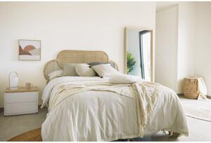 Lenjerie de pat cu cearșaf din bumbac organic Kave Home Kalid, 220 x 220 cm, alb - crem