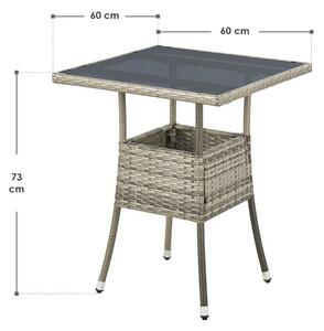Juskys Masă pătrată din ratan Yoro 60 cm - gri