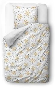 Lenjerie de pat din bumbac satinat cu model de Crăciun Butter Kings Golden Snowflakes, 140 x 200 cm