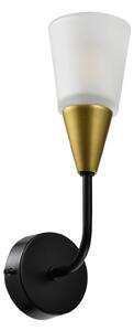 Aplică Klausen Storm AP1, Stil Clasic, Metal și Sticlă, Alb/Auriu/Negru, 27x11x8 cm, 1xE14, 9W, Ideală pentru Living, Hol sau Dormitor, Elegantă