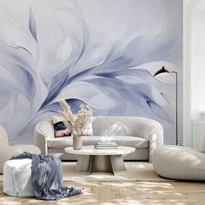 Tapet Stil pictural abstract texturat, cu frunze albastre pal și albe care curg, Imagini de fundal unice, w09765 : Uwalls.ro