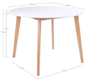 Masa dining Vojens, Alb, 105x105x75 cm
