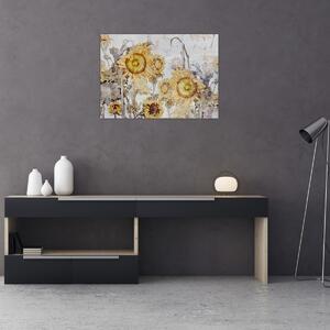 Tablou - Floarea-soarelui pe perete (70x50 cm)