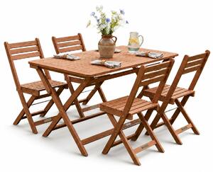 Juskys Set de mobilier din lemn Rome 1+4 - acacia