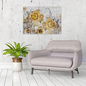Tablou - Floarea-soarelui pe perete (70x50 cm)