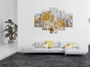 Tablou - Floarea-soarelui pe perete (150x105 cm)