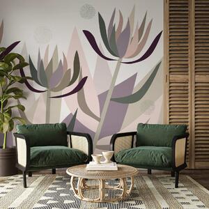 Tapet flori de protea stilizate în stil primitiv, Fototapet Abstract, w05236 : Uwalls.ro