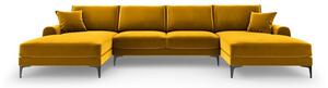 Canapea în formă de U din catifea Mazzini Sofas Madara, galben