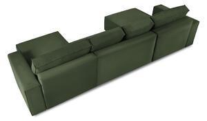 Canapea extensibilă din catifea în formă de U Mazzini Sofas Azalea, verde