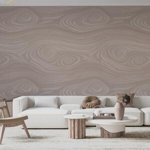 Tapet Model abstract în nuanțe de bej, cu linii fluide și imitație de textură de lemn natural, Imagini de fundal unice, w09681 : Uwalls.ro
