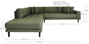 Coltar cu brat deschis open end Lido, Verde masliniu, 220x257x76 cm