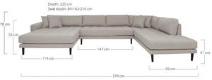 Coltar in forma de U open end Lido, Piatra, 220x370x76 cm