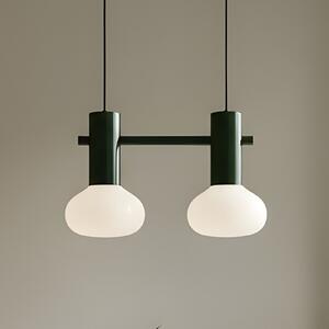 ALDEX Lampă suspendată Flo, verde, cu 2 becuri, sticlă, reglabil, Verde, Camera de zi / sufragerie, Metal, Design