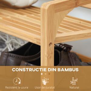 HOMCOM Organizator Pantofi din Bambus cu 3 Nivele, Rafturi pentru Depozitare Încălțăminte, Suport Durabil, Design Compact | Aosom Romania