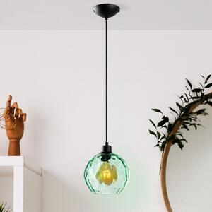 Opviq Lampă suspendată Benek, verde, sticlă, Ø 20 cm, E27, reglabil, Verde, Camera de zi / sufragerie, Sticlă, Viața tânără