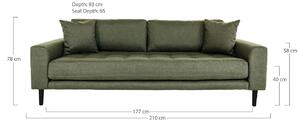 Canapea Lido, Verde masliniu , 93x210x76 cm