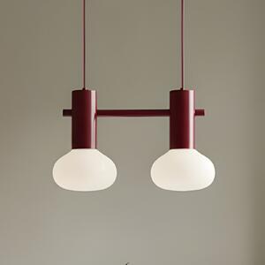 ALDEX Lampă suspendată Flo, roșie, cu 2 becuri, sticlă, reglabil, Roșu, Camera de zi / sufragerie, Metal, Design