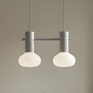 ALDEX Lampa suspendată Flo, gri, cu 2 becuri, sticlă, reglabil, Gri, Camera de zi / sufragerie, Metal, Design