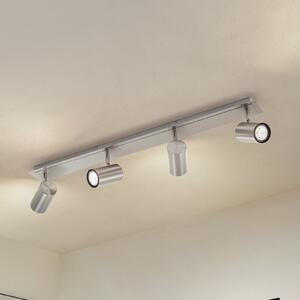 Lindby Spot de plafon Joffrey, 80 cm, nichel, 4 becuri, GU10, reglabil, Metalic, Camera de zi / sufragerie, Metal, Modern