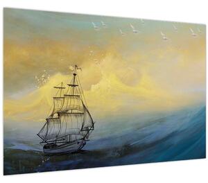 Tablou - Pictură barcă pe mare (90x60 cm)